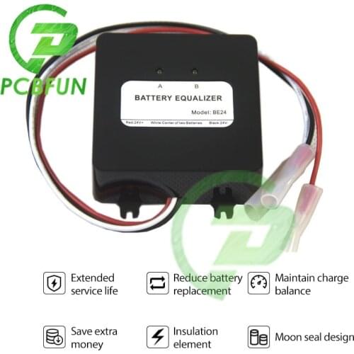 24V Solar System Battery Equalizer Battery Balancer Charger Voltage Controller BE24 for Lead Acid Battery Bank System Black