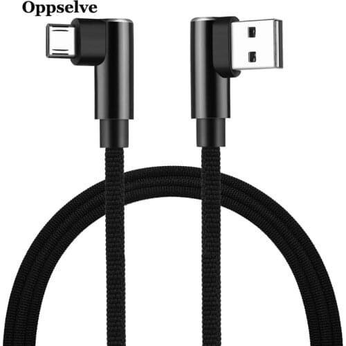 Micro USB Cable 90 Degree Elbow Nylon Braided 1m 2m Fast Charging Charger Data Cable for Samsung Xiaomi Redmi LG Huawei microusb