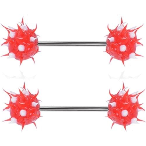 Newly 1 Pcs Pierced Nipple Breast Rings Tongue Nail Silicone Thorn Ball Body Piercings Jewelry