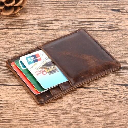 Leather man card bag new men leather wallet oil wax screens to restore ancient ways more layer cow pickup package wallet