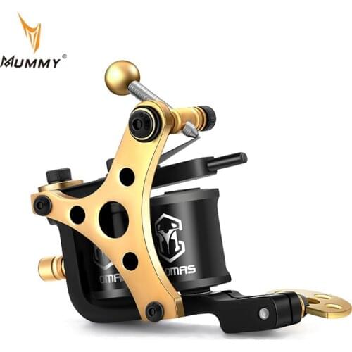 Mummy Handmade Tattoo Machine 8 Wrap Coils Handmade Imported Pure Copper Coil Wire With Prescise Winding Silver Spring Contact