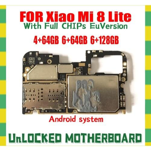 Motherboard For Xiaomi 8 Lite Motherboard Mainboard Logic Board Original Global version Work Well Unlocked Main Circuits Board