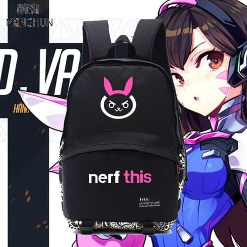 Lovely new designed OW backpack OW character D.va DVA songhana backpack cute rabbit printing nylon backpack NB239