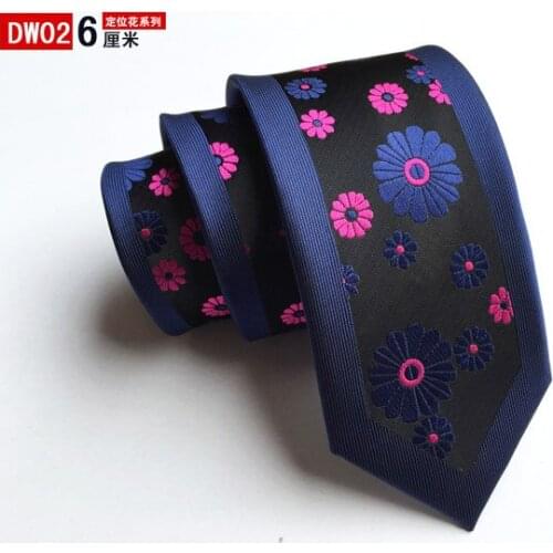 6cm Men Skinny Ties High Density Woven Necktie Bordered with Floral Pattern Cravat