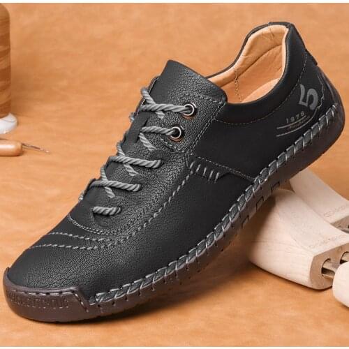 Mens Winter Leather Boots Black High-top Military Ankle Boots Men Autumn Comfortable Sneakers Casual Men boots