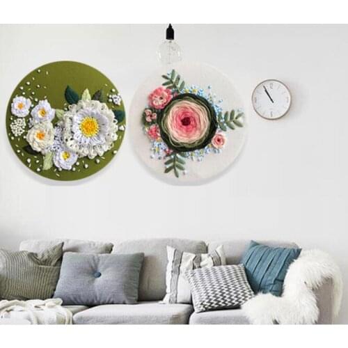 20x20cm Flower Shop Plant Series European embroidery kit simple three-dimensional embroidery Ribbon kit embroidery needlework