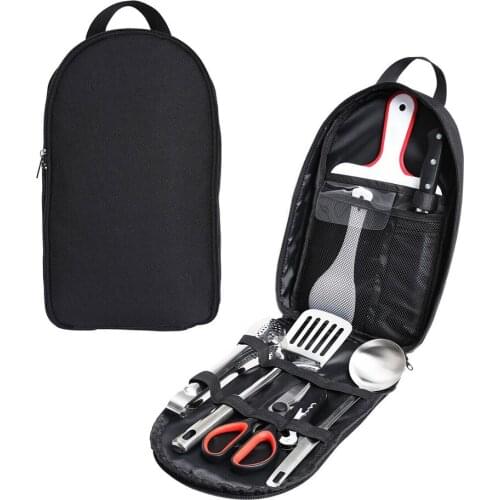 9pcs Portable Bbq Cookware Set Travel Outdoor Cookware Set Utensils Pan Pot Hiking Picnic Bbq Tableware Equipment