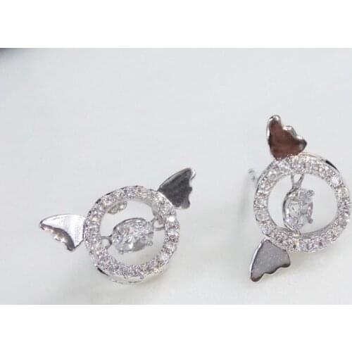 New 2color 925 SilverAmerica Needle Crystal from Swarovskis Guardian angel Earrings Flashing For Woman Christmas Gifts