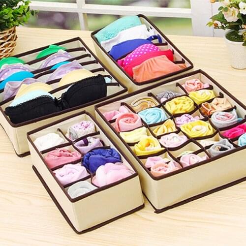 Multi-grids Clothes Socks Bra Ties Underwear Storage Boxes Organizer Container Home Tiny Things Storage Box