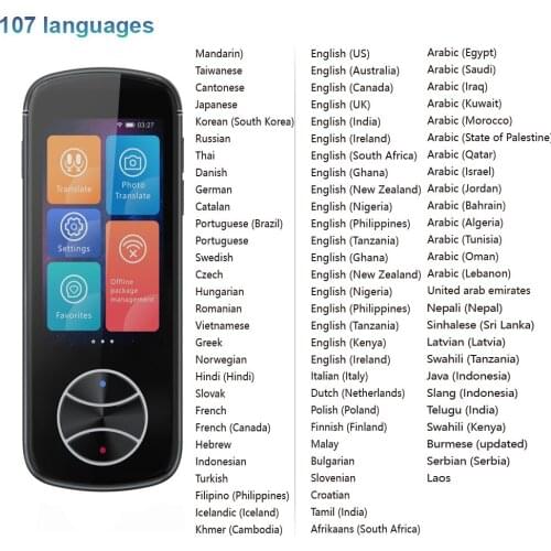 V10 3.0 Inch Language Translator 107 Languages Mini Touch Screen Portable with Offline Language Wifi Real-Time Photo Translator