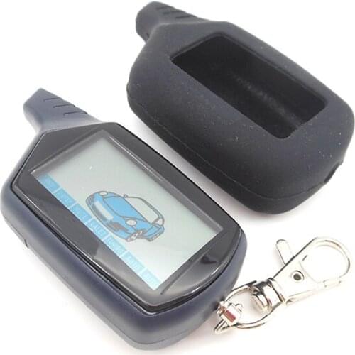 B6 LCD Remote Control Key Fob Chain +Silicone Key Case for Russian Version Twage Starline B6 2 Way Car Alarm System