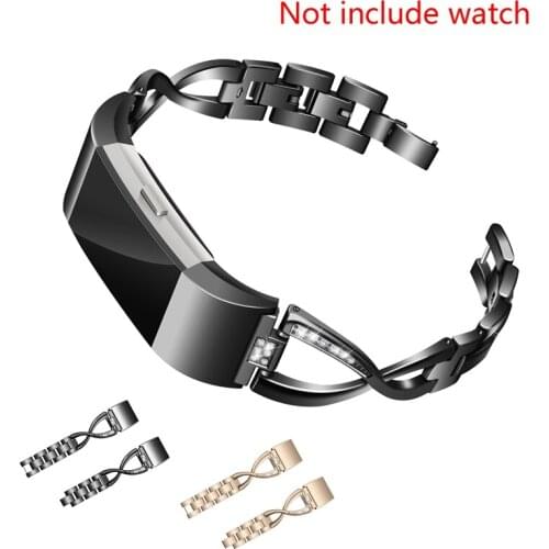 WatchBand for Fitbit Charge 2/Fitbit Charge HR Lady Women Diamond Band Stainless Steel Strap for Fitbit Charge1