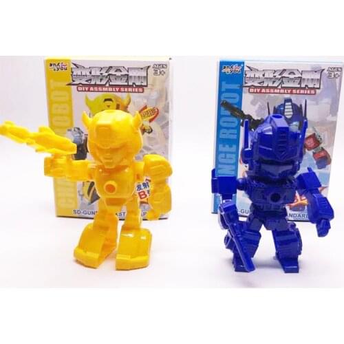 Plastic assembly robot can launch children toys