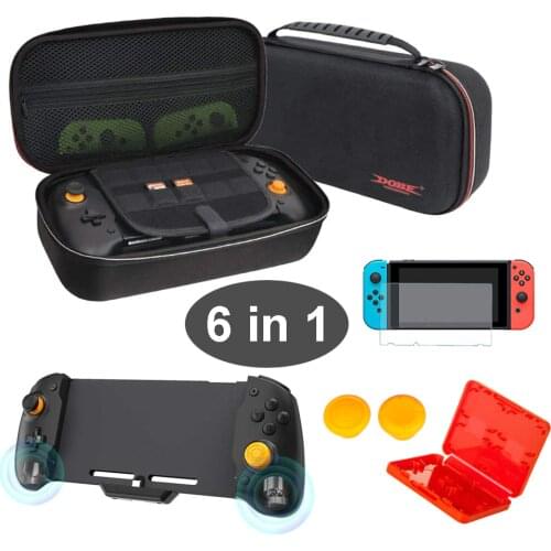 For Nintendo Switch Handheld Carry Case 6-Axis Gyro Sweat-Proof Joypad Controller Grip Game Card Box with Screen Protector