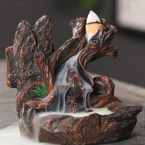 Creative Resin Smoke Waterfall Incense Burner Mountains Rivers Incense Burner Holder Censer Aromatherapy Home Decor Accessaries