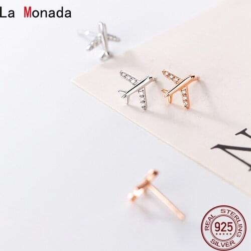 La Monada Small Korean Earrings 925 Silver Women Geometric Aircraft Sterling Silver Stud Earrings For Girls Minimalist Jewelry
