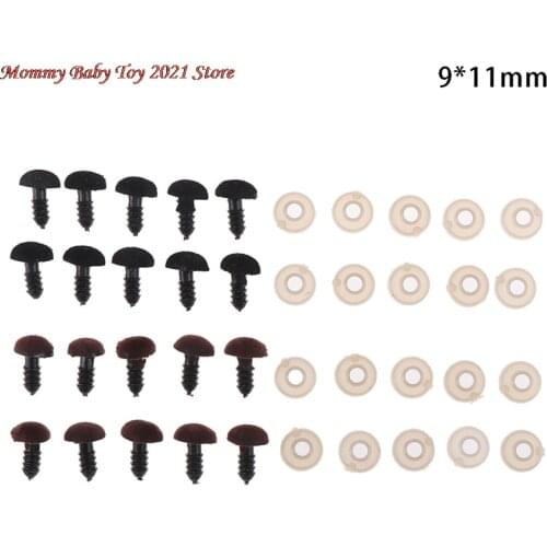 10pcs 9*11mm Black Plush Nose Craft Button Animal Safety Nose For Soft Toys Dolls Accessories