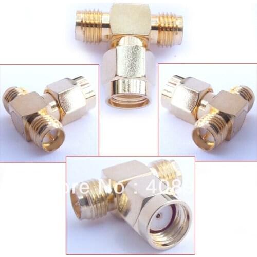 10 PCS RP-SMA male to 2 double RP- SMA FEmale plug T Adapter