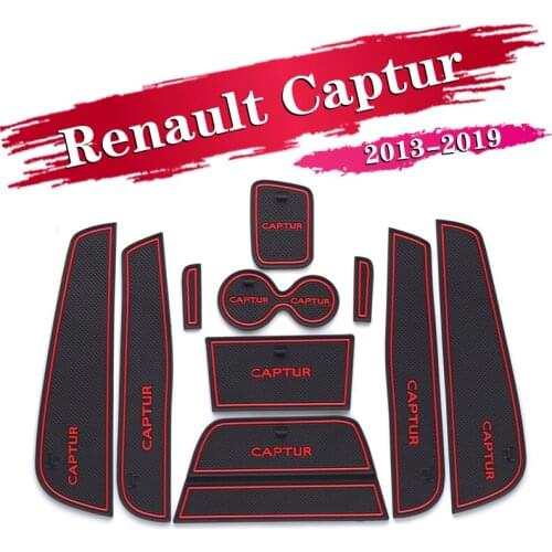 10PCS Car Inner Gate Slot Pad Non-slip Cup Mats Anti Slip Door Groove Mat Interior Accessories For Renault Captur 2013-2019