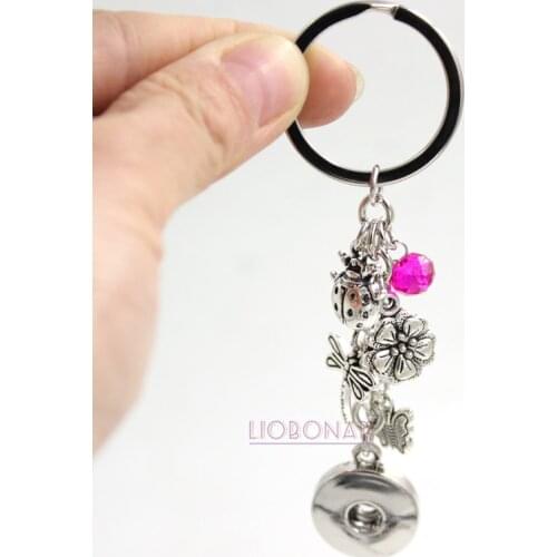 10PCS Wholesale Spring Butterfly Dragonfly Key Chain Handbag Charm Ladybug Snap Key chains Key Rings Snap Jewelry Gift Bijoux