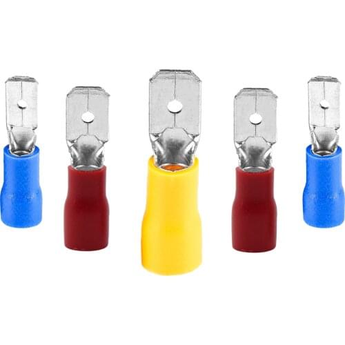 100pcs Male Red blue yellow 2.8mm 4.8mm 6.3mm Insulated Spade Wire Connector Electrical Crimp Terminal