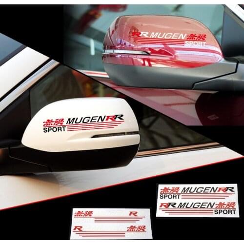 2 X Reflective Car Rearview Mirror Sticker and Decal Mugen R R Sport for Honda Civic Accord Crv Fit City