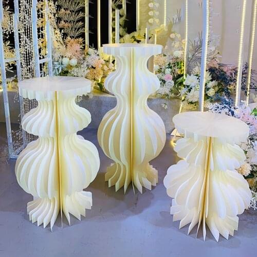 3pcs Paper For Wedding Road Lead Stand Flower Shelf Racks Geometric Christmas Decorative Props Party Backdrop Stage Decoration