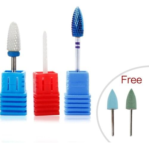 3 pcs Ceramic Manicure Apparatus Cutters Tungsten Steel Nail Drill Bits Polishing Machine Drill Burr Acrylic Gel Remover