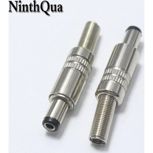 4pcs 9mm 5.5*2.1mm DC Power Plug 5.5mm * 2.1mm Metal Male Plug Connector Audio Adapter for OD5mm Cable for DIY Repair