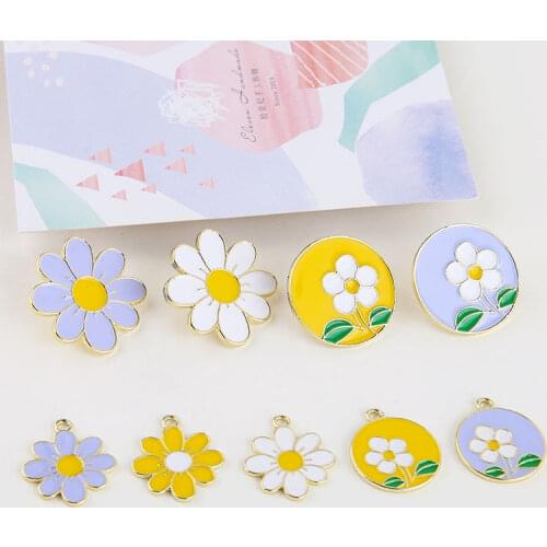 4pcs Summer small fresh alloy sweet flower round stud earrings for women female lovely DIY handmade jewelry earring material