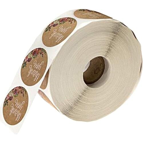 500 Pcs Self Adhesive Thank You Stickers Round Kraft Stickers Wall Stickers