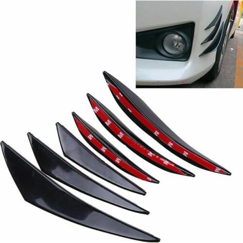 6pcs/set Fit Front Bumper Lip Diffuser Splitter Fins Body Spoiler Canards Valence Chin Car Tuning Canard