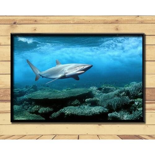 Shark Huge Strong Marine Animal (4) Wall Posters Prints Silk Art Painting For Home Wall Bedroom Decor