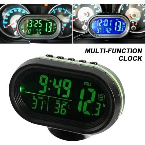 12v Led Lighted Display Car Thermometer Digital Clock Automobile Multifunction Digital Dual Gauge Voltage Tester Car Accessories