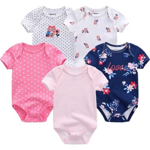 2019 5PCS/LOT Unicorn Baby Girl Clothes Baby Bodysuits Baby Boy Clothes Roupas de bebe Girls Clothing 0-12M Short Sleeve Print