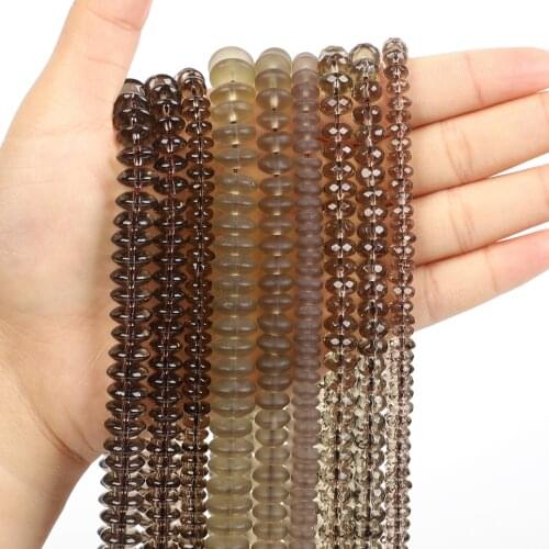 Natural Stone Beads Glossy Brown Stacked Abacus Beads Loose Beads for Jewelry Making Needlework DIY Bracelet Strand 4-12 MM