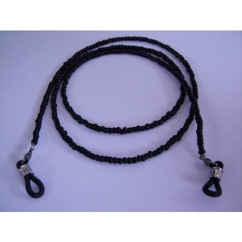 Handmade simple classic black small bead chain eyeglass spectacle holder neck string lanyard