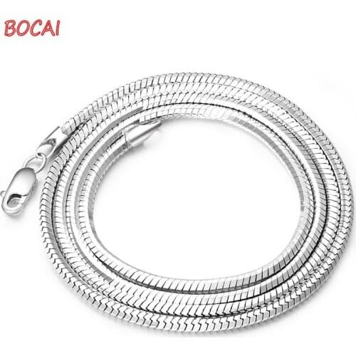S925 Silver Korean Simple Snake Bone Chain Mens and Womens Clavicle Chain Silver Jewelry Necklace