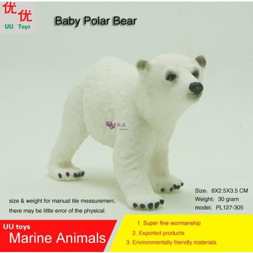 Baby Polar Bear Simulation model Marine Animals Sea Animal kids gift educational props (Ursus maritimus )