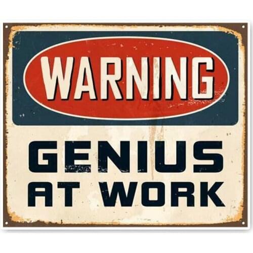 S50189#13/15/17CM Personality PVC Decal Warning GENIUS AT WORK Car Sticker on Motorcycle Laptop Decorative Accessories