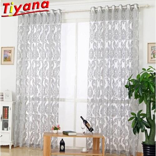 Ip perde deurgordijn on perde Voile Tulle For Living Room Kitchen Curtain Set Rod Eyelets Tulle on the window Purple WP051 *GI