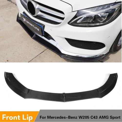 Carbon Fiber / FRP Front Bumper Lip Spoiler for Mercedes-Benz C Class W205 Sport Bumper C43 AMG Coupe Sedan 2015 - 2017