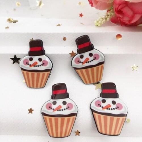 Kawaii Colorful Cake snowman Flat Back Acrylic Sheet Miniature Pattern 8 Pcs Applique DIY Scrapbook Christmas Decor Crafts