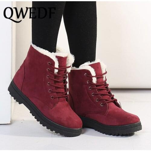 2019 Classic Women Winter Boots Suede Ankle Snow Boots Female Warm Fur Plush Insole High Quality Botas Mujer Lace-Up S2-98