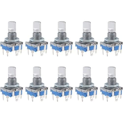 Uxcell 10 pcs 360 Degree Rotary Encoder Code Switch Digital Potentiometer EC11 7 Pins 8mm D-Shaft for Industrial Controls