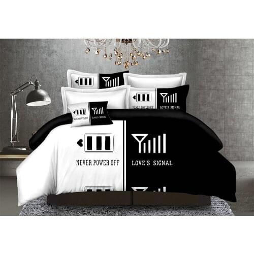 Bedding Sets 3D Couple Duvet Cover Set Bed Linen Flat Sheet Pillowcase Bedspread 4PCS Simple Black and White Style King Size