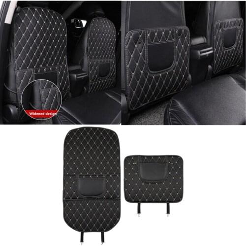 2 Pcs PU Leather Car Anti Kick Pad Durable Scratchproof Automobiles Children Kick Pad with Storage Bags Auto Accessories