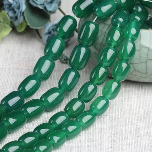 Barrel Shape Natural Green Agates Stone Beads 10x14mm 13x18mm Loose Agates Beads For Jewelry Making DIY Bracelet Necklace 15
