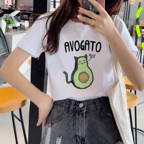 Cute Avocado hot selling women summer t-shirt Funny Print short sleeve t-shirt Kawaii Cartoon Graphic Tshirts Girls Tops Tees