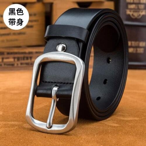 High quality Italy import superior cow Genuine Leather Male Belts black business metal alloy buckle strap belt men for gift 125